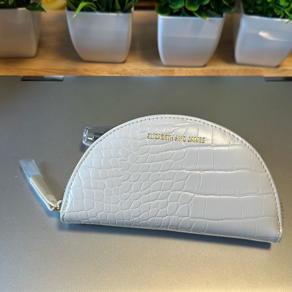 ELIZABETH & JAMES Cream Textile Halfmoon Wristlet Wallet